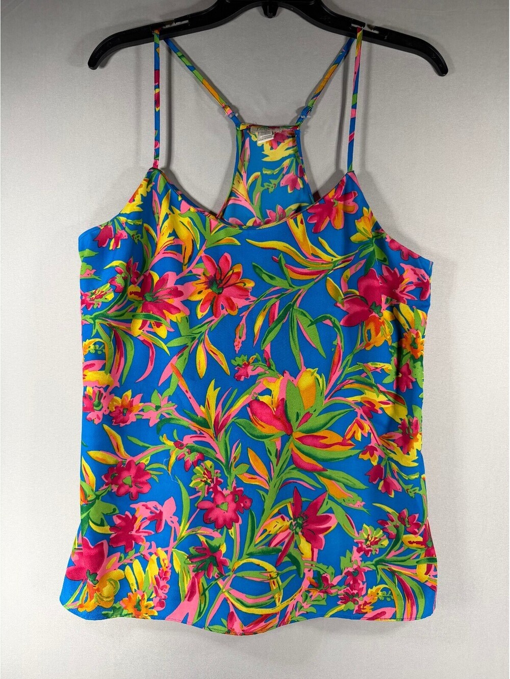J.Crew Women's Floral Racerback Tank Top Size 8 Tropical/Beachy Silky